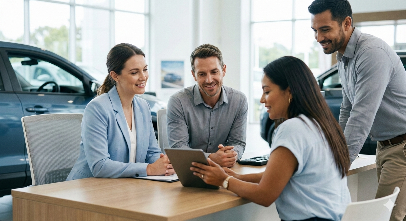 Equipo Leasy acompañando a clientes en el proceso de crédito vehicular